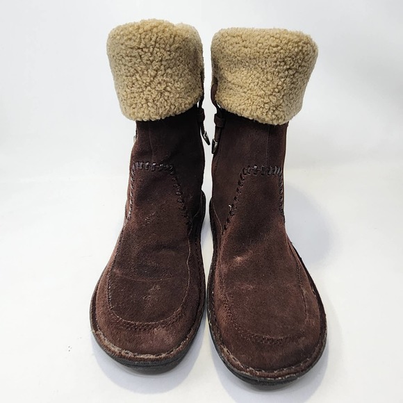 Minnetonka Brown Suede leather Winter Boots Womens 7 Faux Fur Lined Mid Calf - Picture 3 of 10